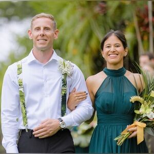 Azazie Emerald Halter Neck Dress